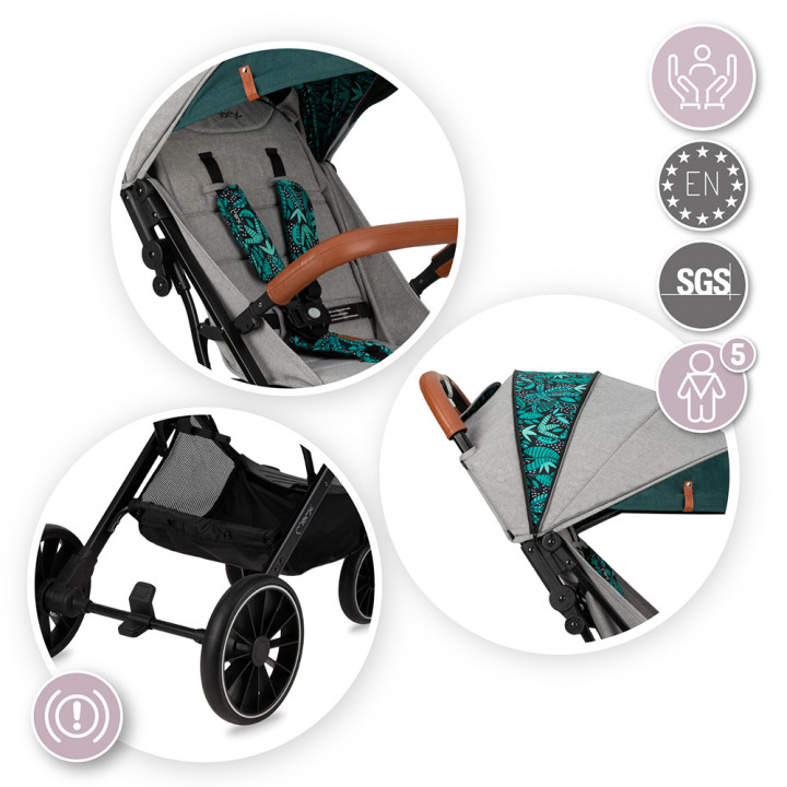 Sportovní kočárek MoMi ESTELLE DAKAR šedý DŽUNGLE