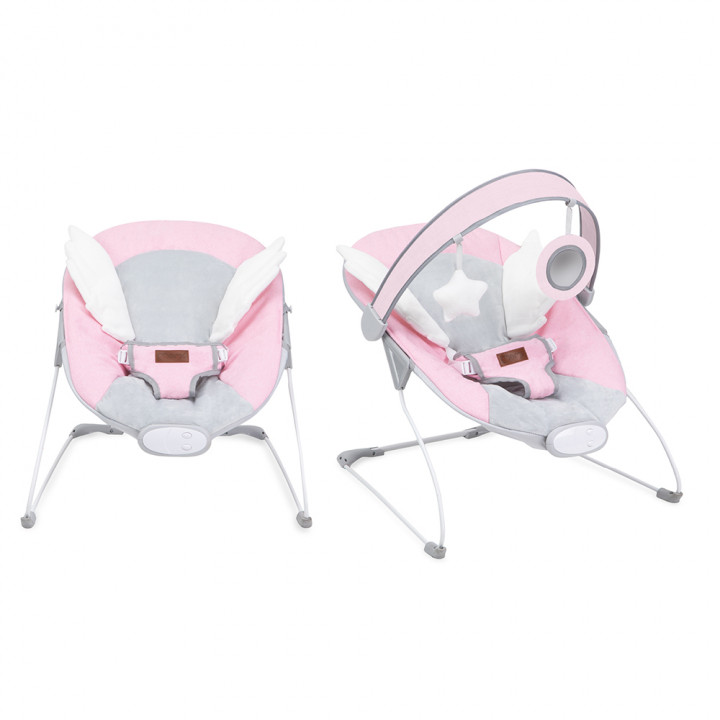 Vibrační lehátko MoMi TULI růžové s křídly