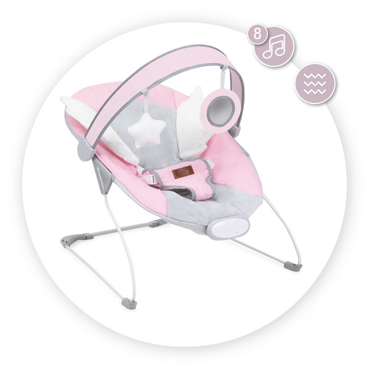 Vibrační lehátko MoMi TULI růžové s křídly