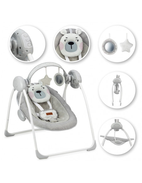 Houpací lehátko s melodiemi MoMi LISS medvěd růžový