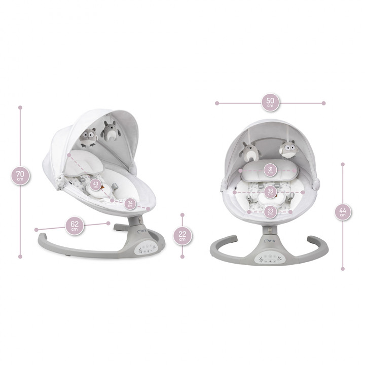 Elektrické houpátko MoMi KENANI světle šedá