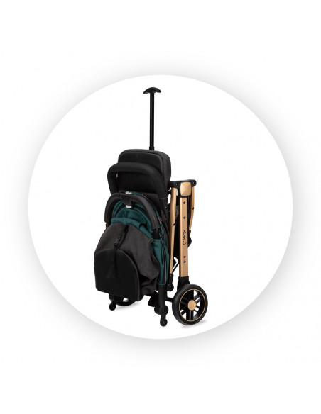 Kočárek MoMi ESTELLE zelený se zlatým rámem