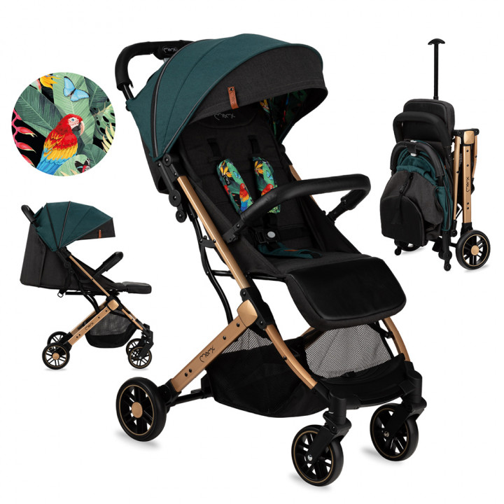 Kočárek MoMi ESTELLE zelený se zlatým rámem