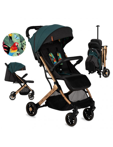 Kočárek MoMi ESTELLE zelený se zlatým rámem