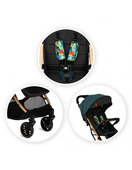 Kočárek MoMi ESTELLE zelený se zlatým rámem