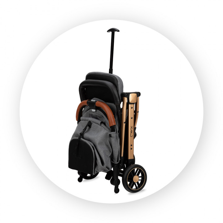 Kočárek MoMi ESTELLE šedý se zlatým rámem