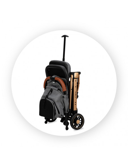 Kočárek MoMi ESTELLE šedý se zlatým rámem