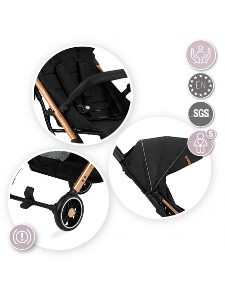 Sportovní kočárek MoMi ESTELLE černý se zlatým rámem