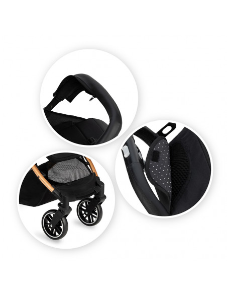 Sportovní kočárek MoMi ESTELLE černý se zlatým rámem