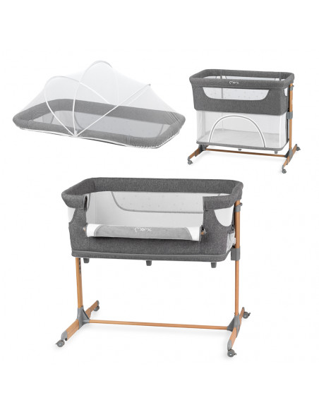 Postýlka MoMi SMART BED 3v1 šedá