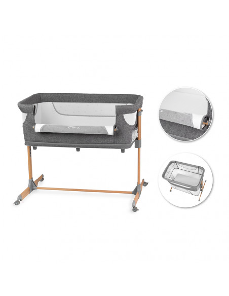 Postýlka MoMi SMART BED 3v1 šedá