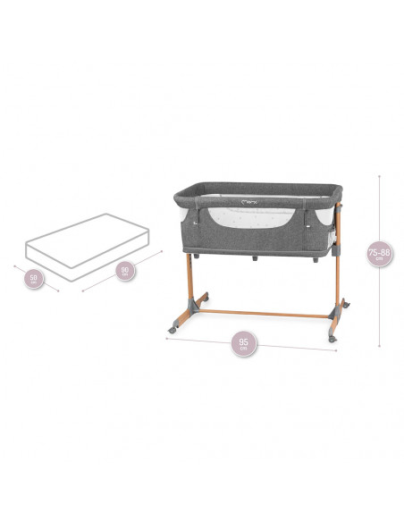 Postýlka MoMi SMART BED 3v1 šedá