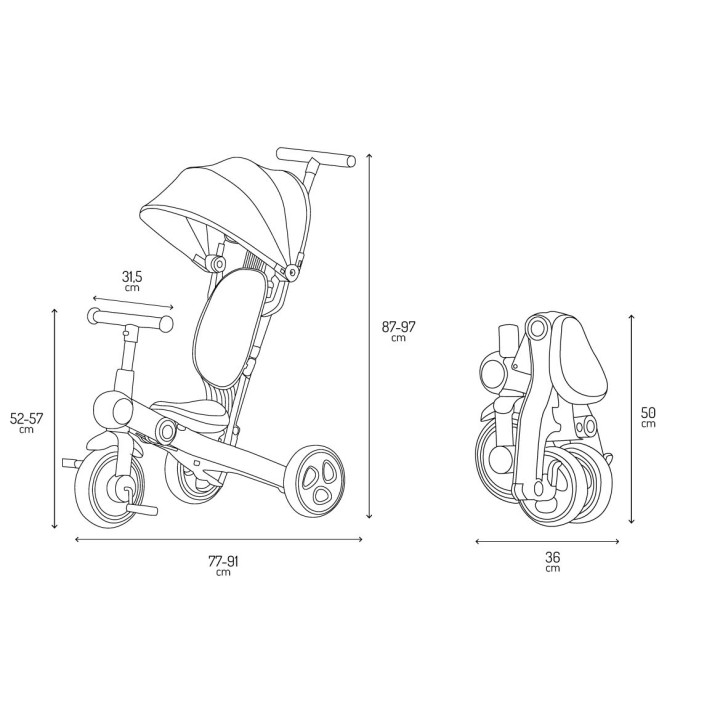 Tříkolka MoMi SOLIVIA 4v1 šedá