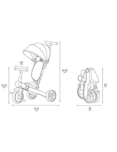 Tříkolka MoMi SOLIVIA 4v1 šedá