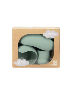 Dětský silikonový jídelní set MoMi AMI zelený 2