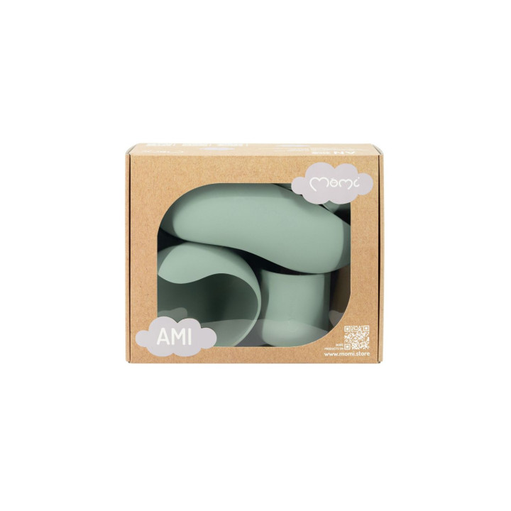 Dětský silikonový jídelní set MoMi AMI zelený