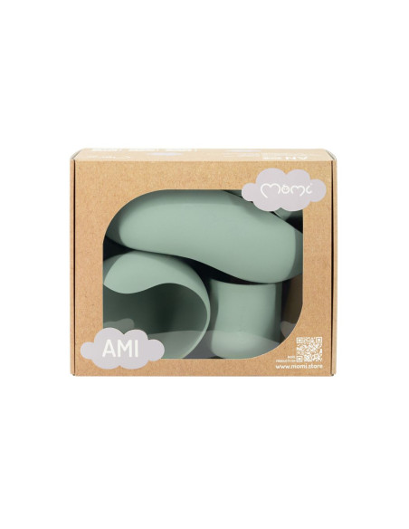 Dětský silikonový jídelní set MoMi AMI zelený