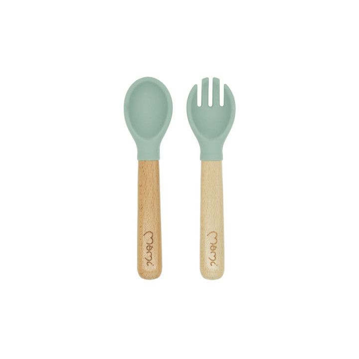 Dětský silikonový jídelní set MoMi AMI zelený