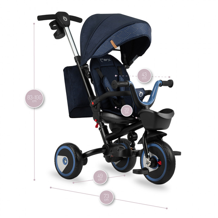 Tříkolka MoMi INVIDIA 5v1 modrá (poškozený obal)