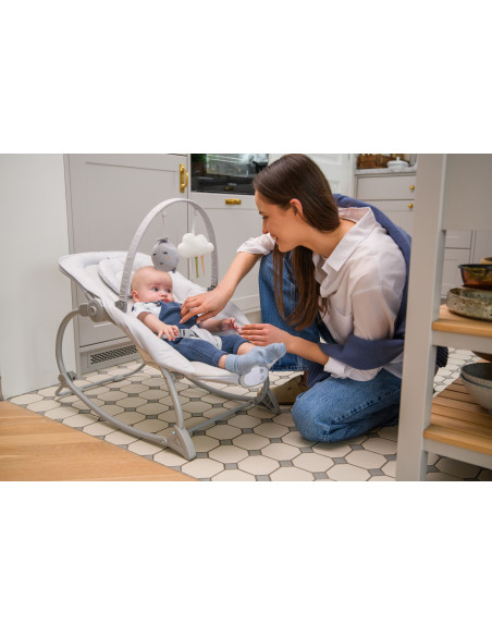 Vibrační lehátko s melodiemi MoMi LAPIS světle šedé