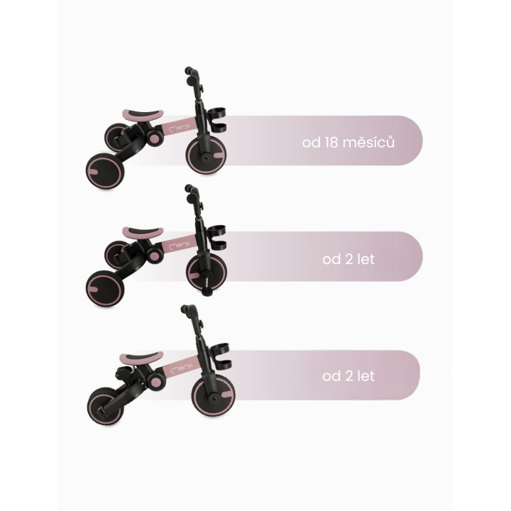 Odrážedlo MoMi FILO 3v1 růžové