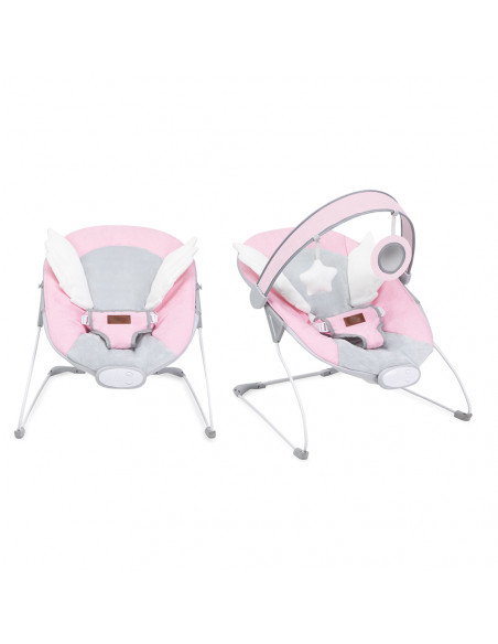 Vibrační lehátko MoMi TULI růžové s křídly (poškozený obal)