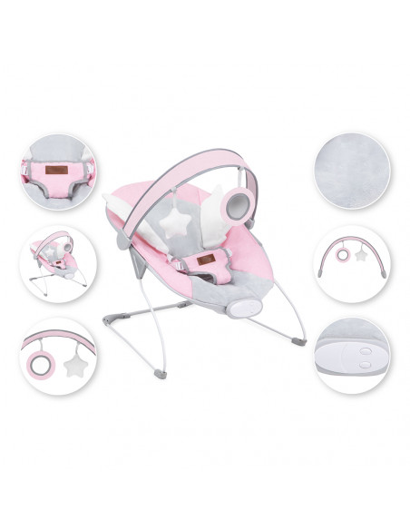 Vibrační lehátko MoMi TULI růžové s křídly (poškozený obal)