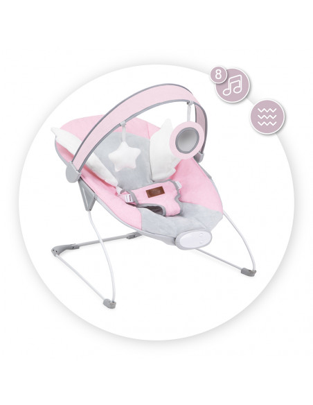 Vibrační lehátko MoMi TULI růžové s křídly (poškozený obal)