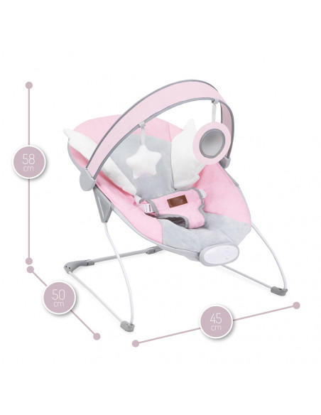 Vibrační lehátko MoMi TULI růžové s křídly (poškozený obal)