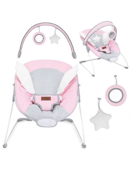 Vibrační lehátko MoMi TULI růžové s křídly (poškozený obal)